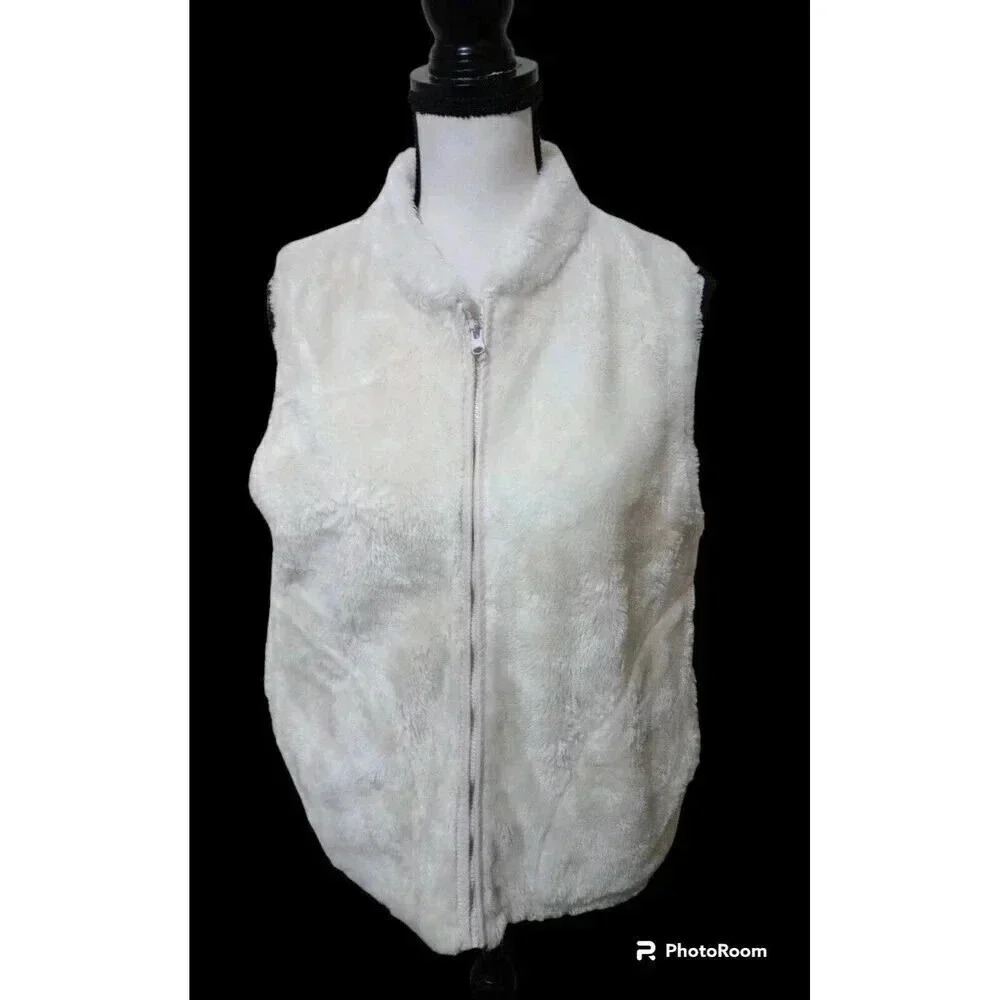 Bear Ridge Outfitters Acrylic Full Zip Soft Fleece White Vest Medium Made In USA
